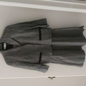 Tahari women’s dress and jacket. linen suit - grey with black trim.